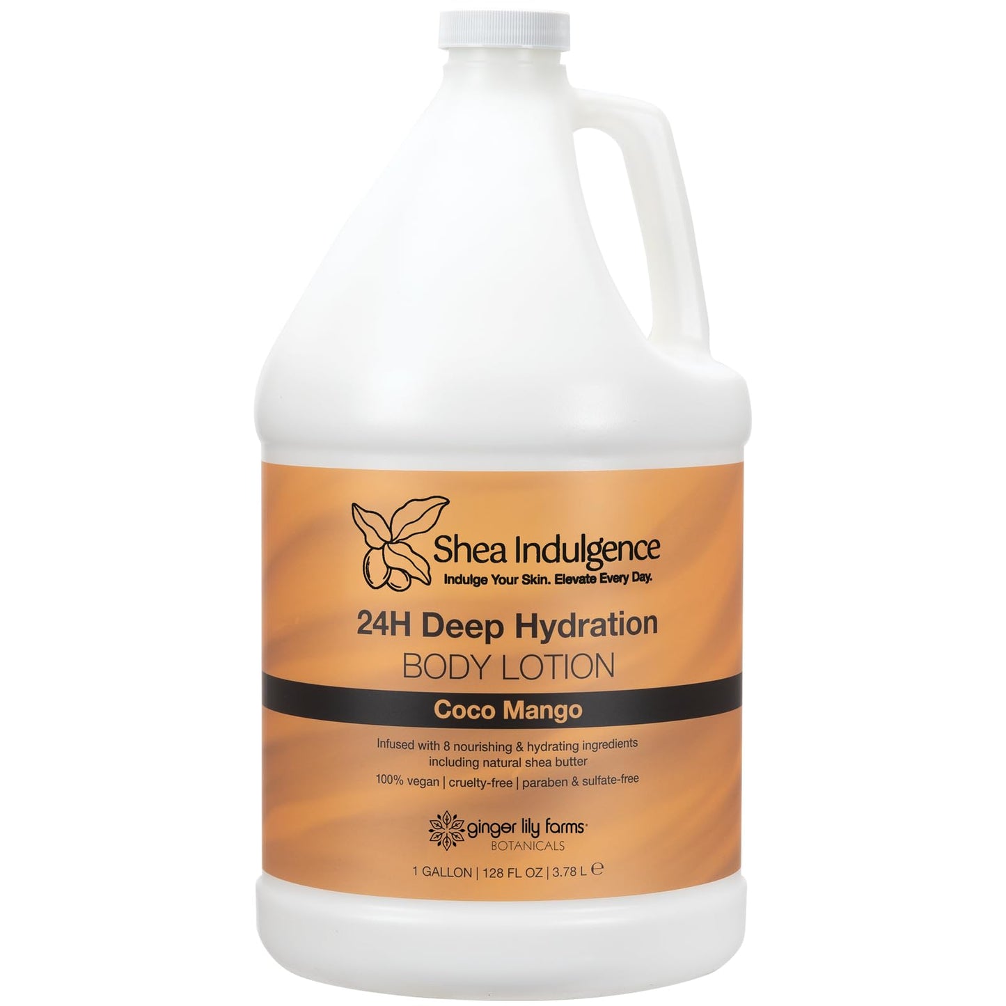 Ginger Lily Farms Shea Indulgence 24H Deep Hydration Body Lotion – Coco Mango, 1 Gallon Refill (Vegan & Cruelty-Free)