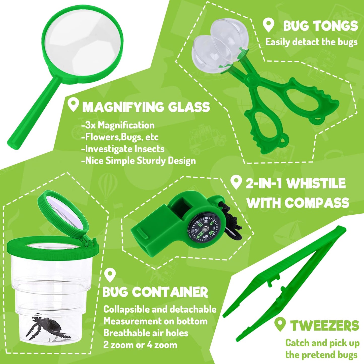 GINMIC Kids Explorer Kit & Bug Catching Kit — 16 Pcs Outdoor Safari Set for Ages 3-12