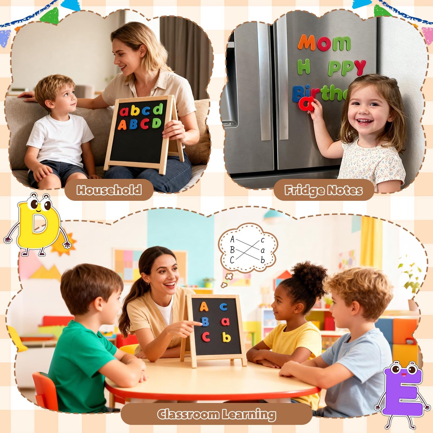 GINMIC Magnetic Letters and Numbers with Magnet Board | Alphabet & Math Symbols