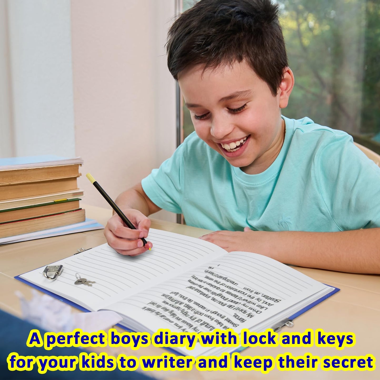 GINMLYDA Boys Diary with Lock – Dinosaur Themed Kids Journal, 160 Pages, 7.1x5.3 inches, Gift for Ages 6-12