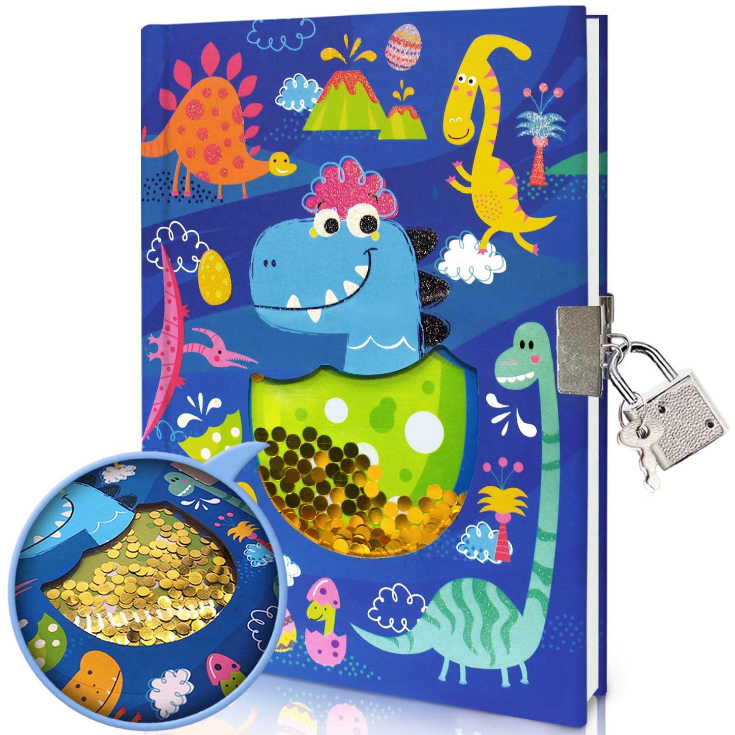 GINMLYDA Boys Diary with Lock – Dinosaur Themed Kids Journal, 160 Pages, 7.1x5.3 inches, Gift for Ages 6-12