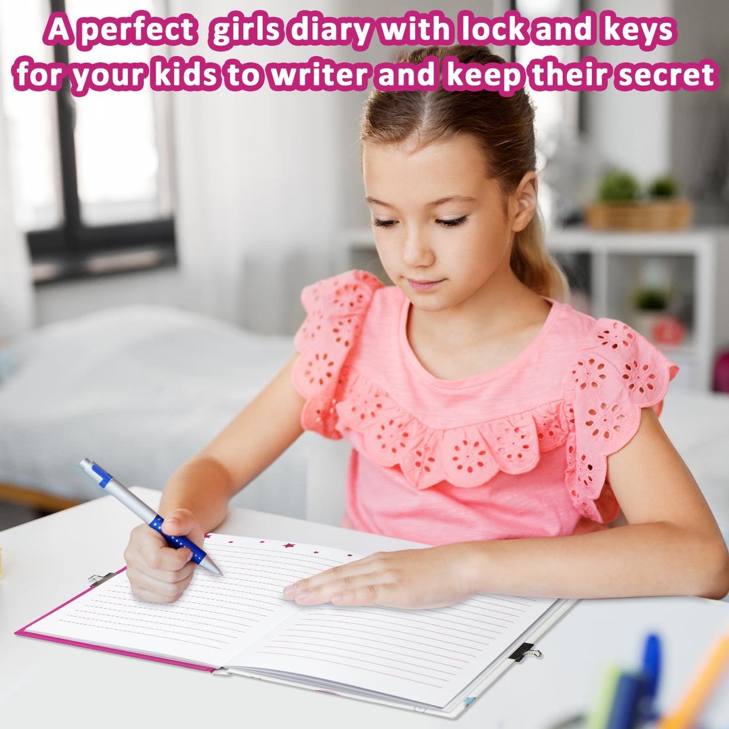 GINMLYDA Girls Diary with Lock – Unicorn Journal 160 Pages, 7.1x5.3, Gift for Kids 6-12