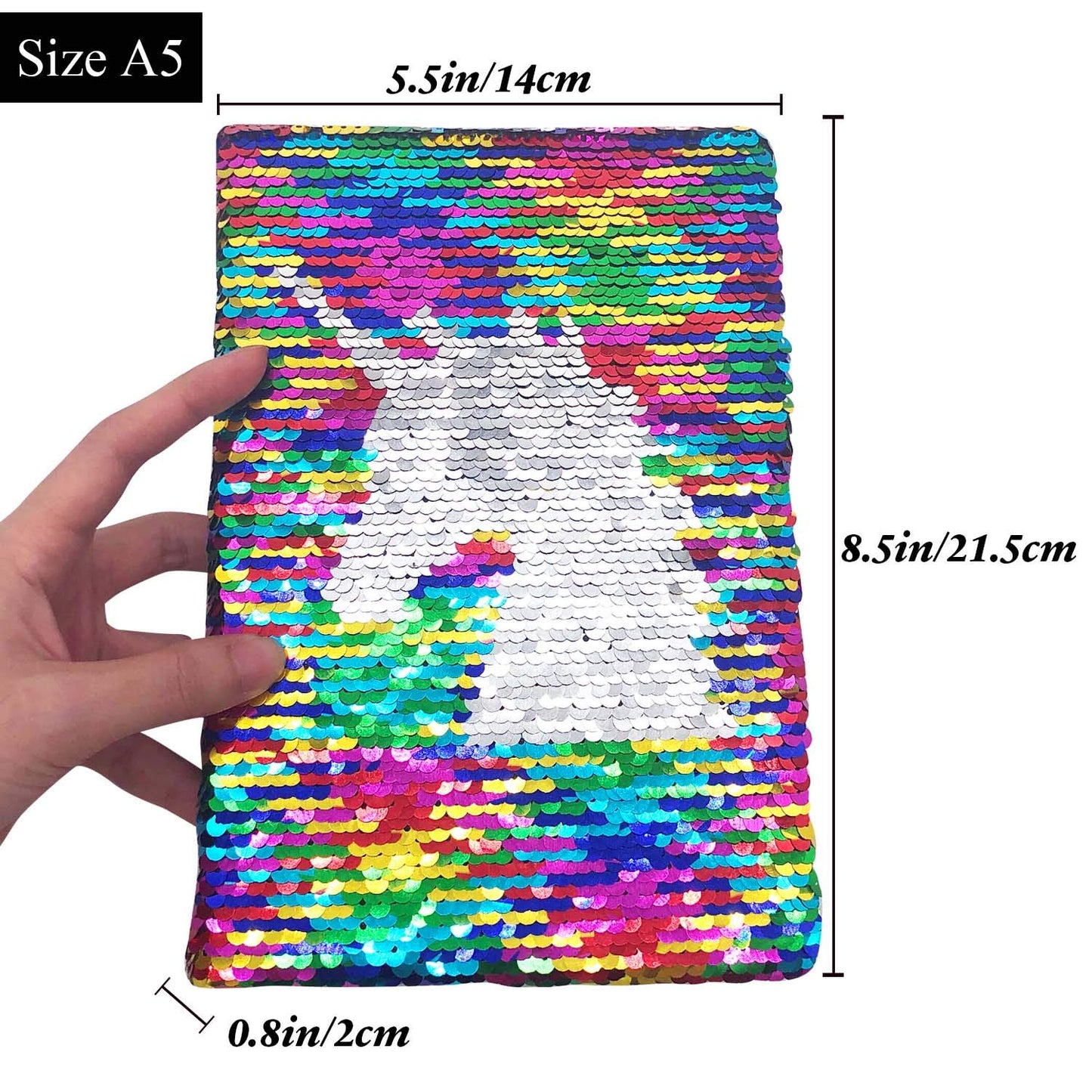 GINMLYDA Sequin Girls Journal for Kids — Reversible Unicorn Sequins, 160 Lined Pages, 8.5x5.5 Inches
