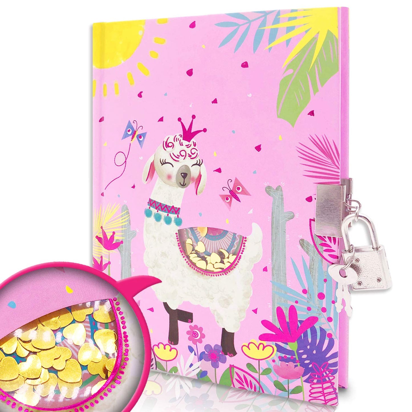 GINMLYDA Girls Diary with Lock for Kids – Alpaca Design, 7.1x5.3 in, 160 Pages