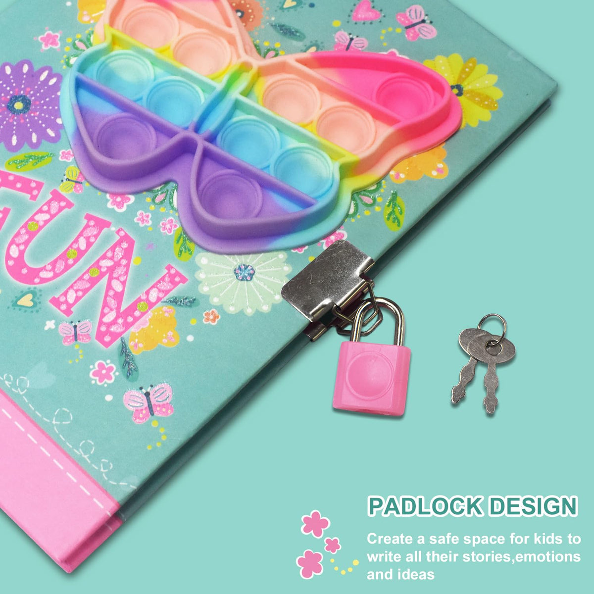 GINMLYDA Pop Girls Diary with Lock & Invisible Ink Pen – 7.5x5.4 Inch Kids Journal Gift