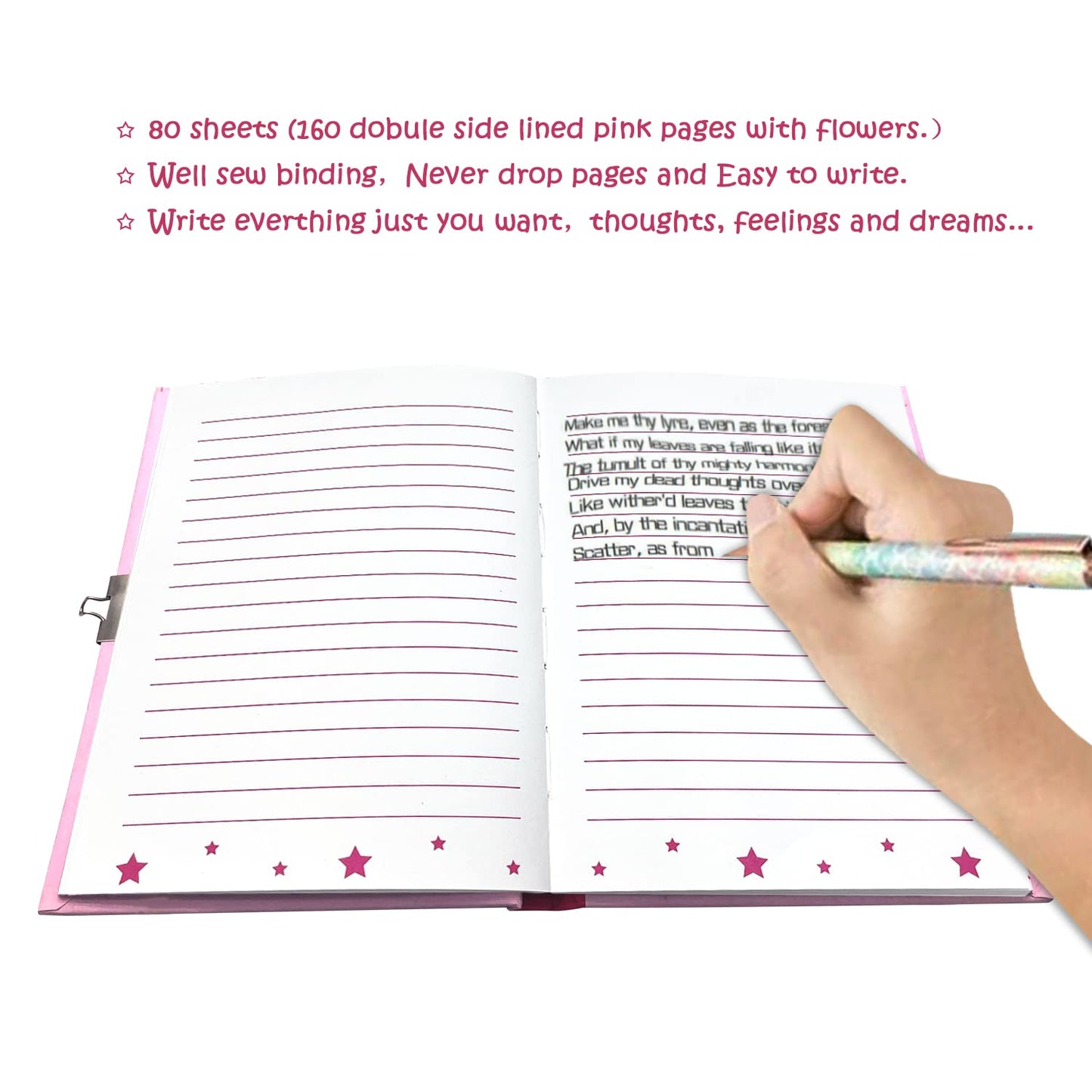 GINMLYDA Girls Diary with Lock for Kids – Alpaca Design, 7.1x5.3 in, 160 Pages
