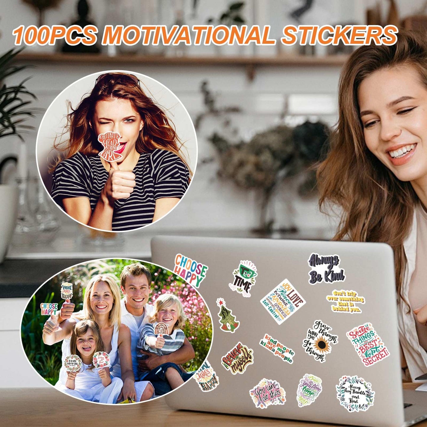 Giogyebit 100pcs Inspirational Stickers – Motivational Quotes Vinyl Decals for Water Bottles & Laptops