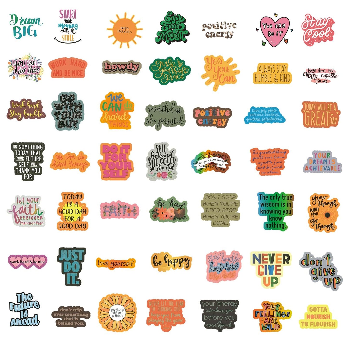 Giogyebit 100pcs Inspirational Stickers – Motivational Quotes Vinyl Decals for Water Bottles & Laptops