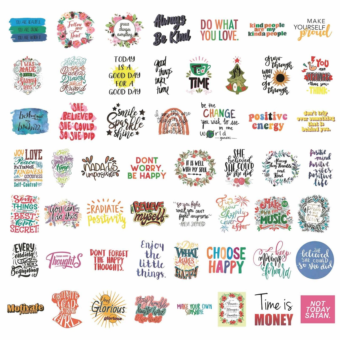 Giogyebit 100pcs Inspirational Stickers – Motivational Quotes Vinyl Decals for Water Bottles & Laptops