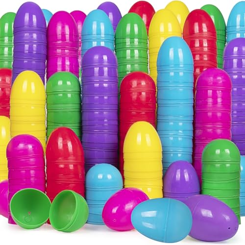 Giraffe Manufacturing 150-Pack 2.3-Inch Hinged Easter Eggs – Assorted Bright Colors for Egg Hunts, Party Favors & Classroom Rewards