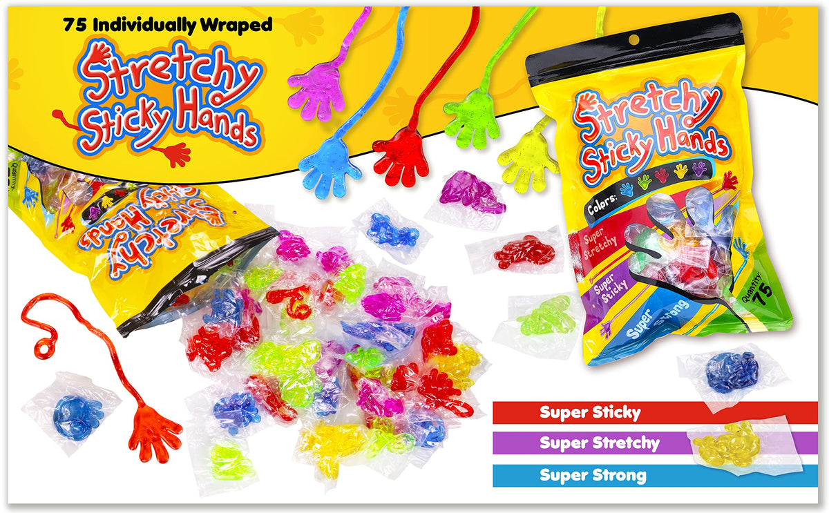Giraffe Manufacturing 75 Pcs Bulk Sticky Hands for Kids – Slappy Hands Slap Toys for Party Favors & Goodie Bags