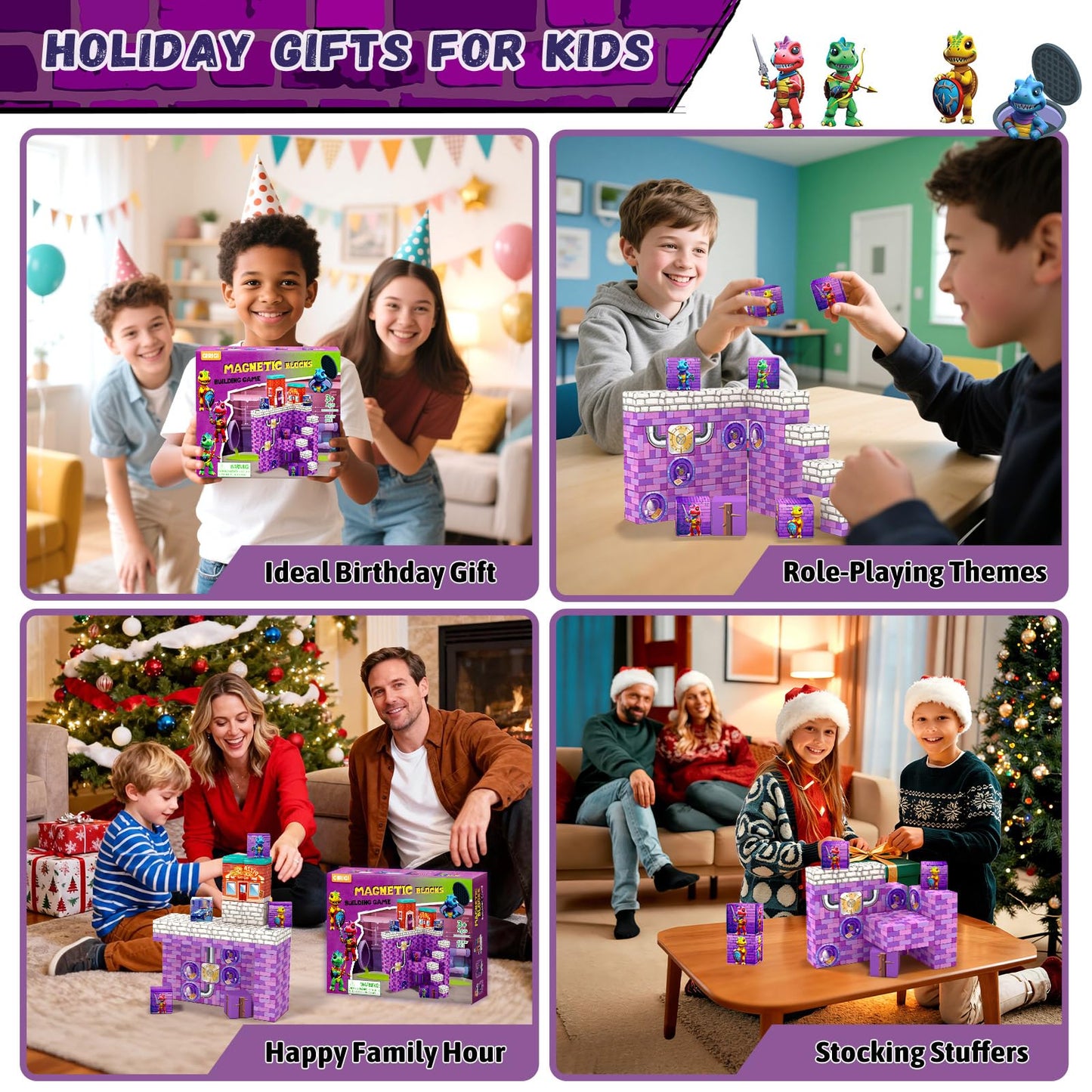 Girigi 48PCS Magnetic Blocks – Dino Adventure STEM Toys for Kids Aged 3-6