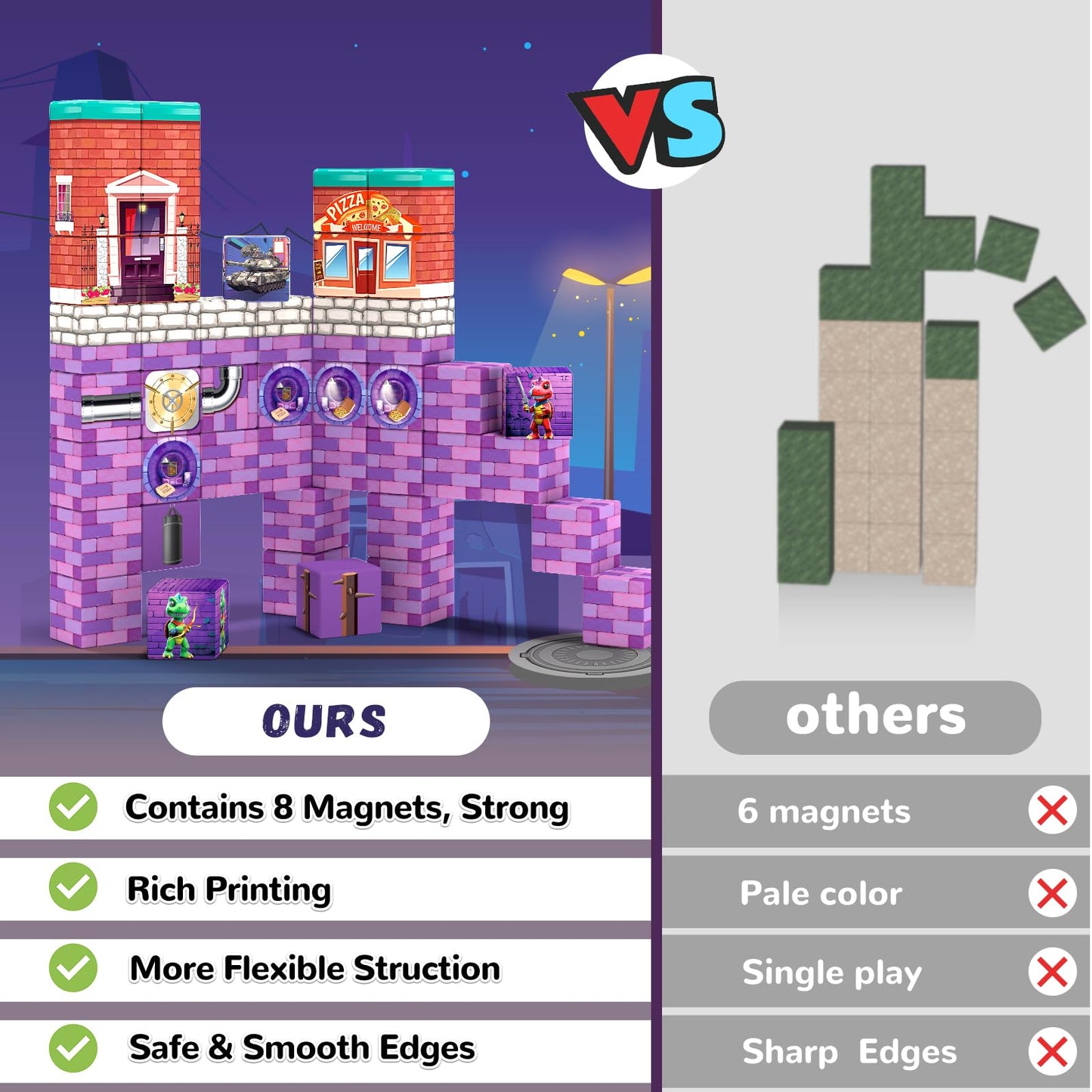 Girigi 48PCS Magnetic Blocks – Dino Adventure STEM Toys for Kids Aged 3-6