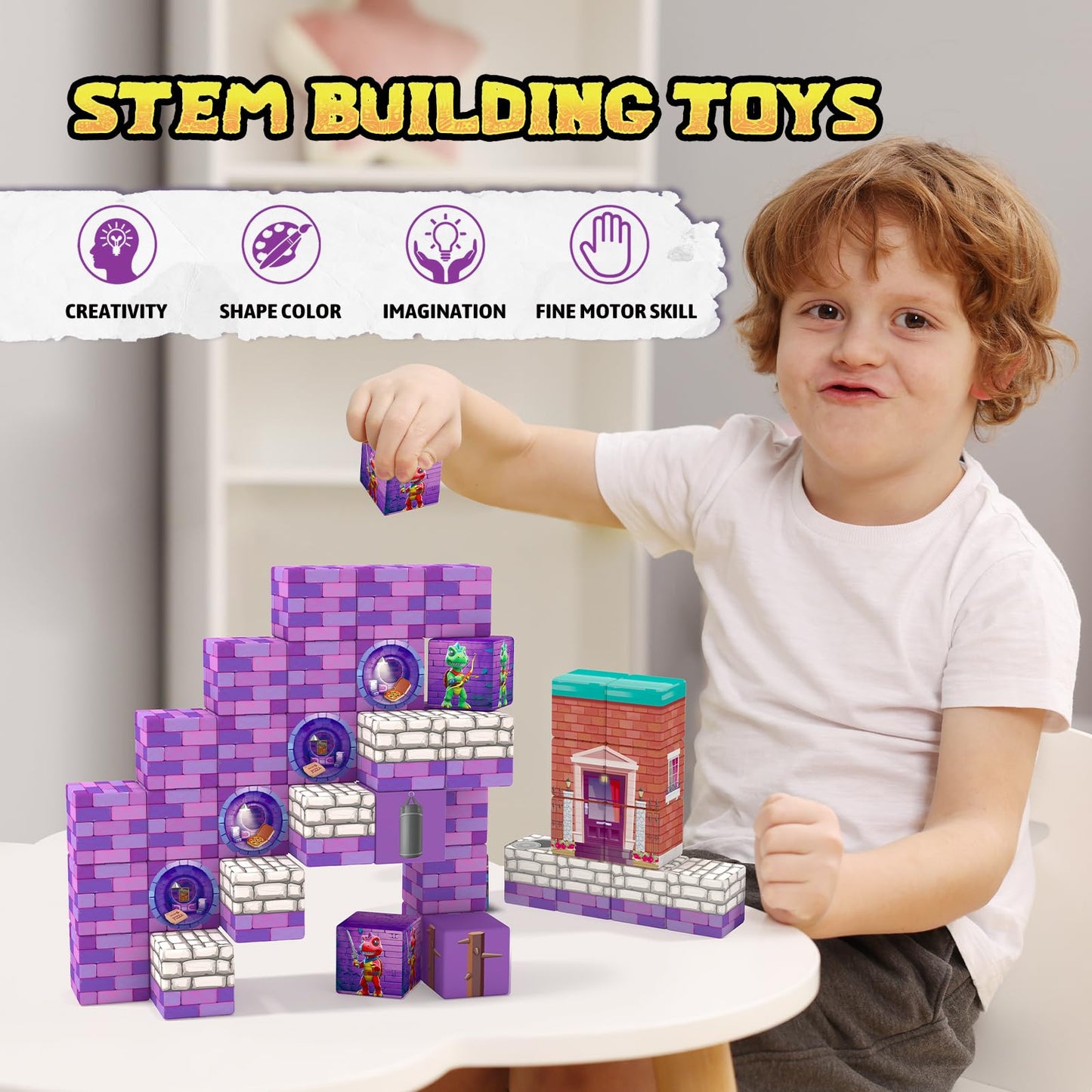 Girigi 48PCS Magnetic Blocks – Dino Adventure STEM Toys for Kids Aged 3-6