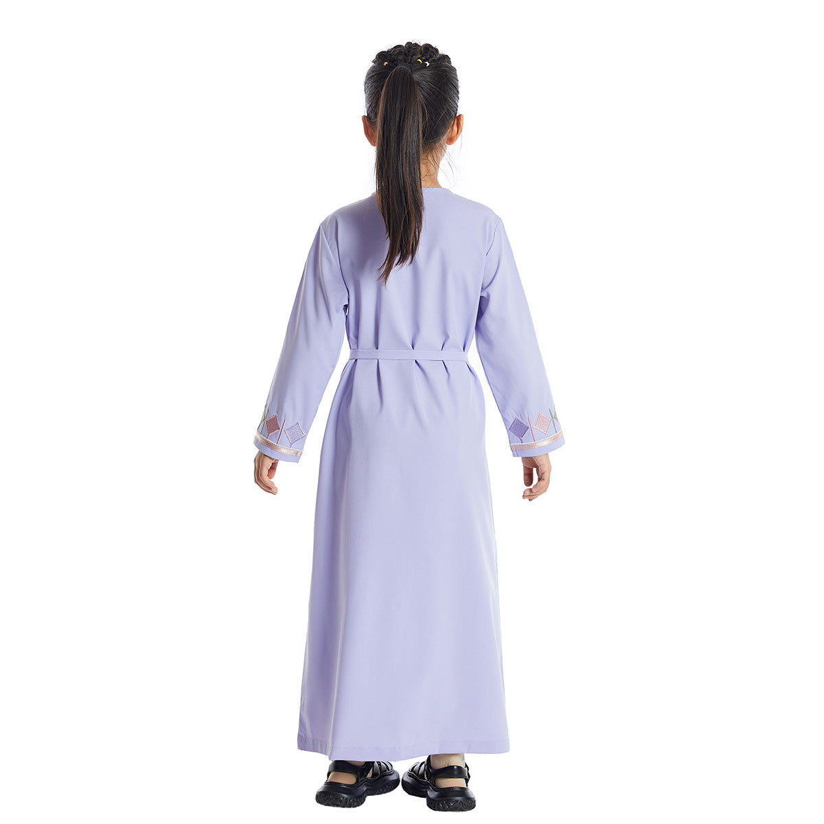 Girls' Embroidered Zippered Abaya - Premium Kids' Modest Hijab Dress