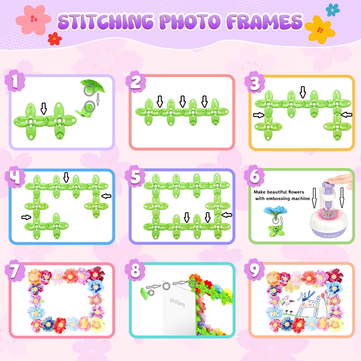 GirlsHome 300+ PCS Fabric Flower Bouquets Kit for Kids – DIY Flower Making, STEM Toy (Ages 3–8+)