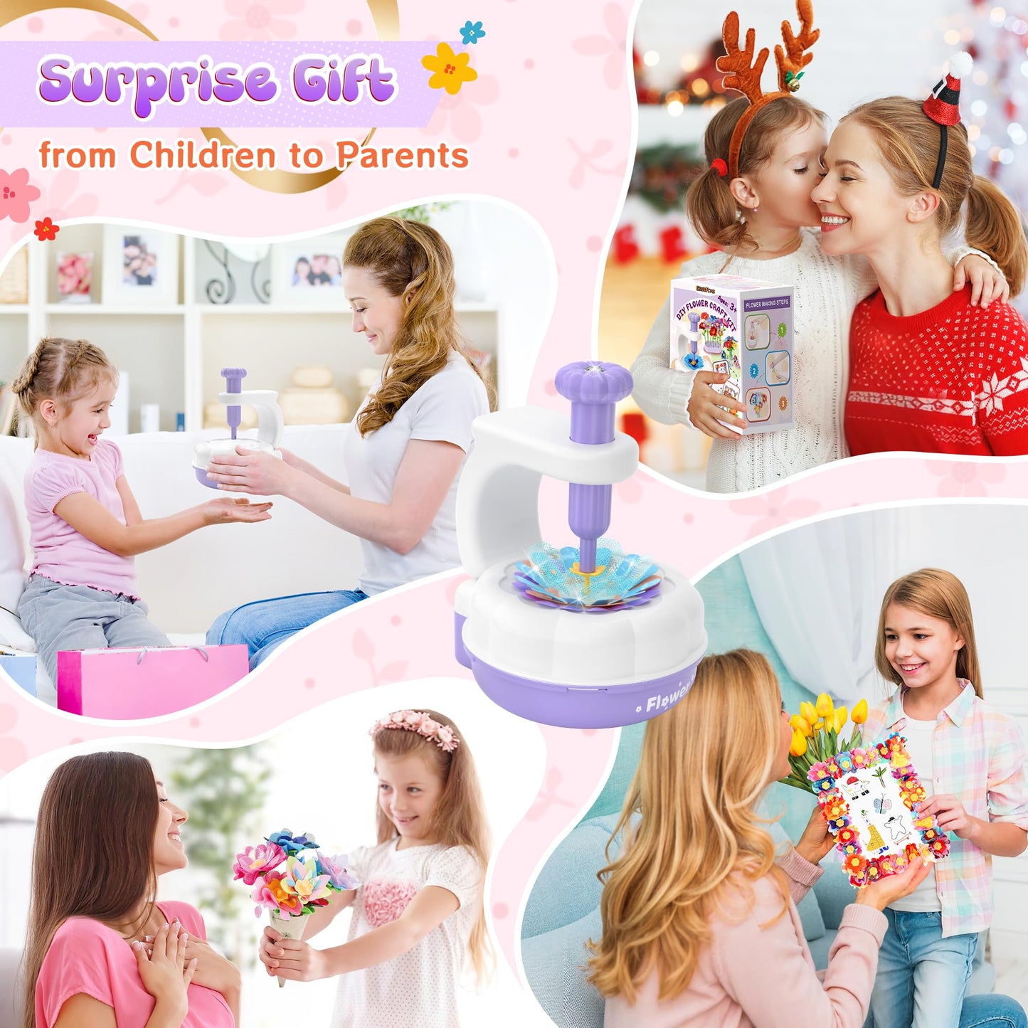 GirlsHome 300+ PCS Fabric Flower Bouquets Kit for Kids – DIY Flower Making, STEM Toy (Ages 3–8+)