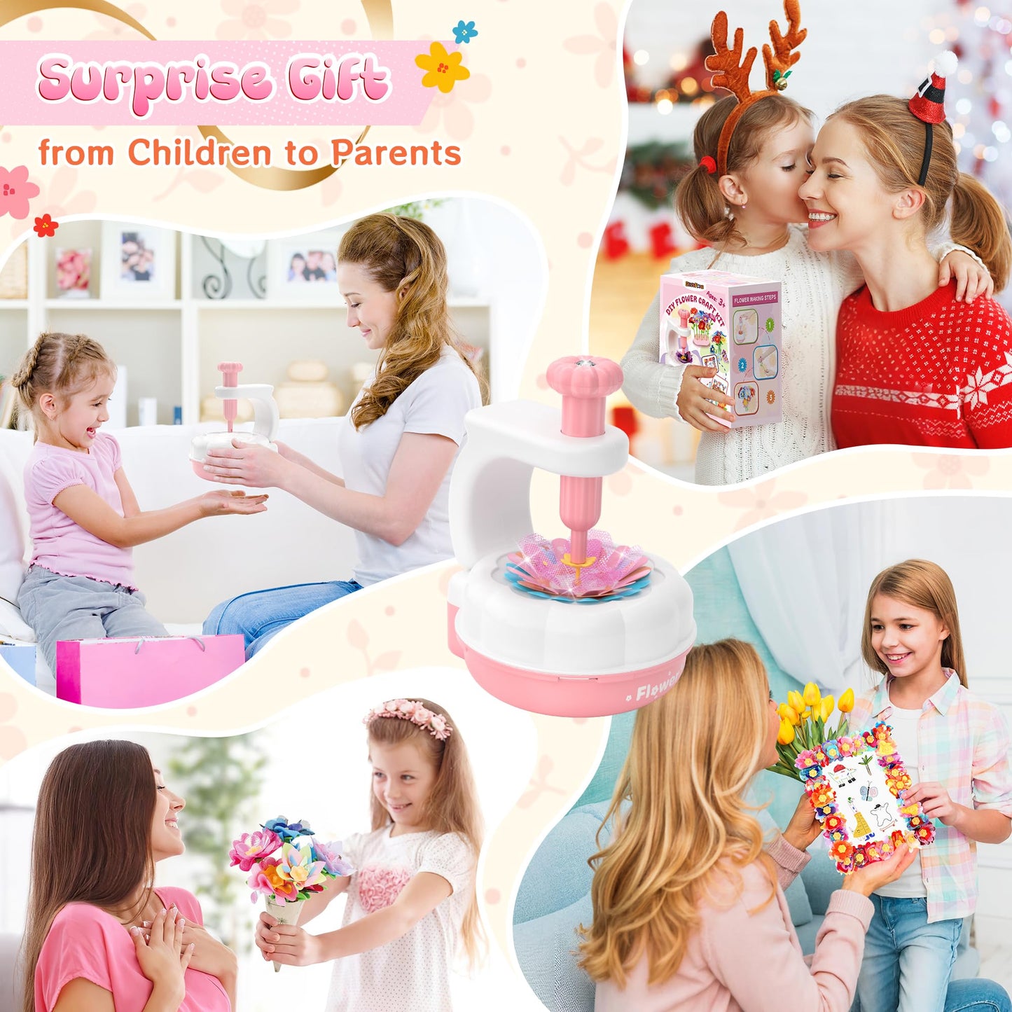 GirlsHome 300+PCS Fabric Flower Bouquets Kit | DIY Flower Making & STEM Crafts for Kids