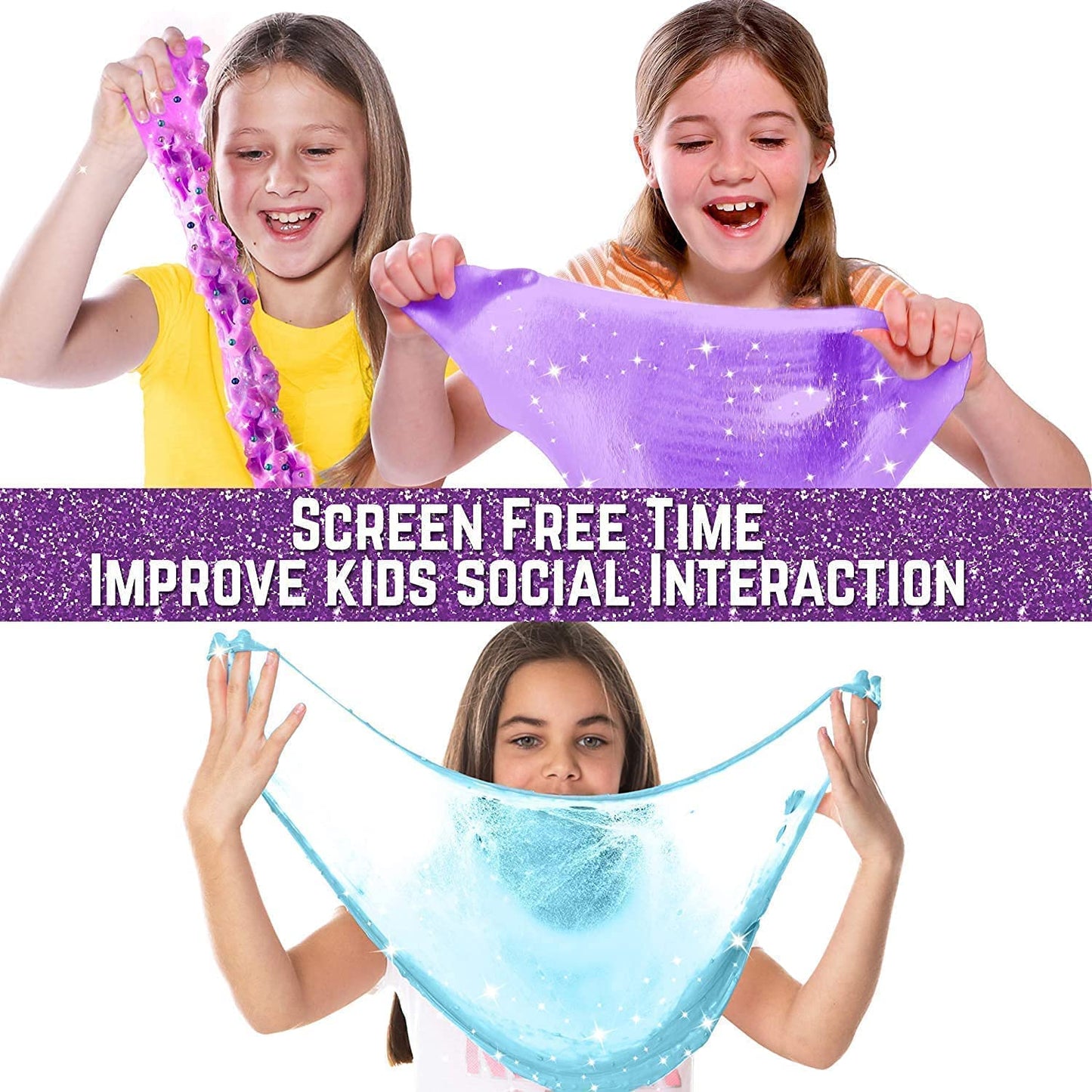 GirlZone Egg Surprise Galaxy Slime Kit — Glow-in-the-Dark Slime, 39 Pieces, for Girls 8–12