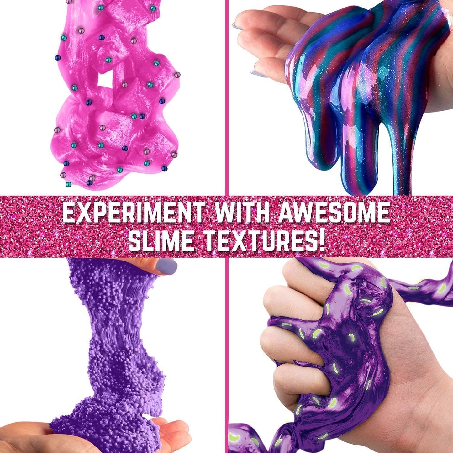 GirlZone Egg Surprise Galaxy Slime Kit — Glow-in-the-Dark Slime, 39 Pieces, for Girls 8–12