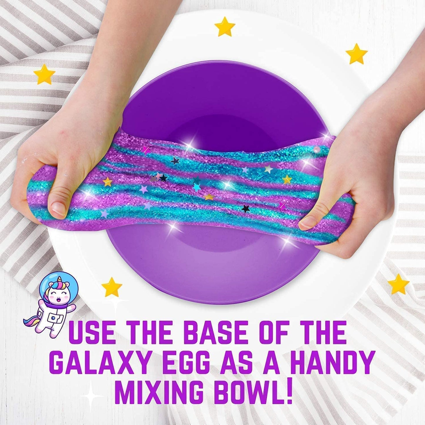 GirlZone Egg Surprise Galaxy Slime Kit — Glow-in-the-Dark Slime, 39 Pieces, for Girls 8–12