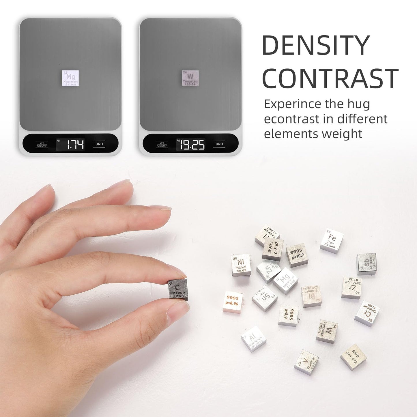 Gisafai 20 Pcs Element Cube Set – 0.39in Periodic Table Metals Collection