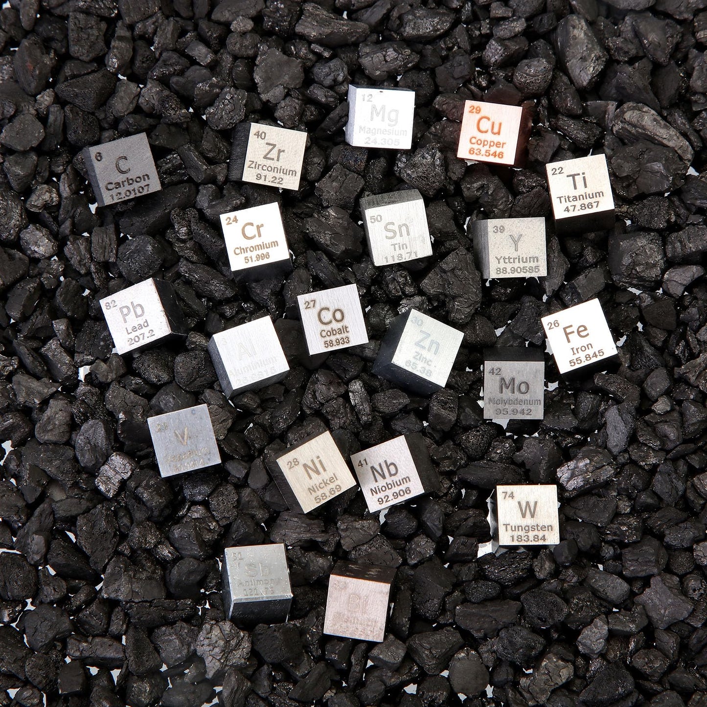 Gisafai 20 Pcs Element Cube Set – 0.39in Periodic Table Metals Collection