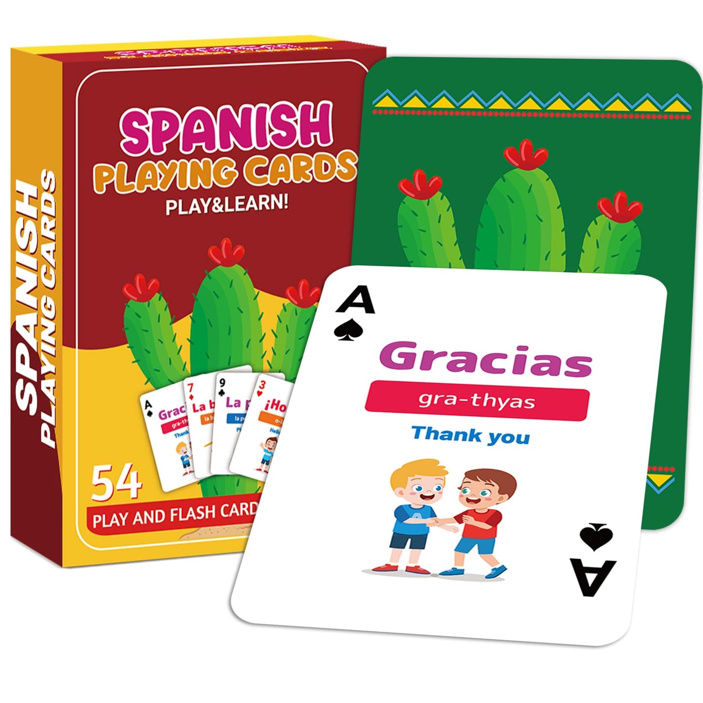gisgfim 54 Spanish Playing Cards – Bilingual Phrases Flashcards for Beginners