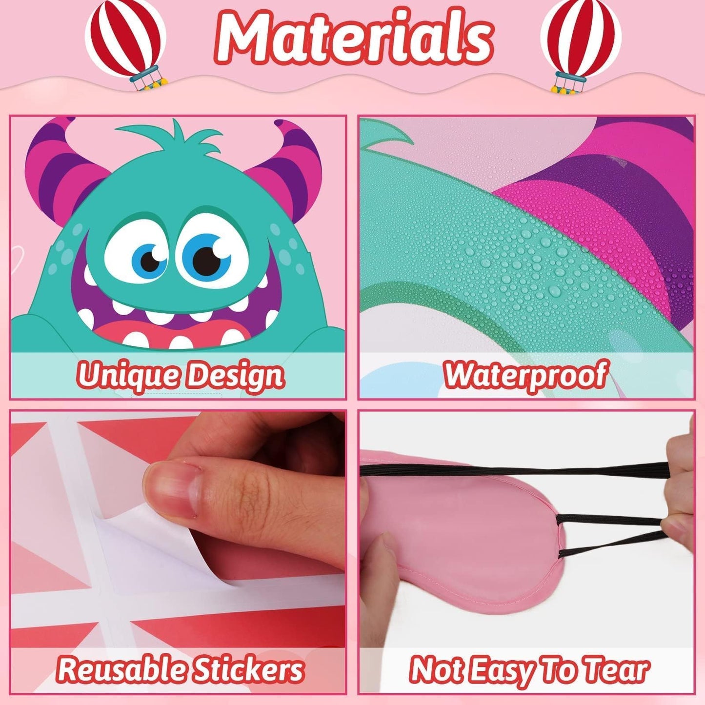 gisgfim Valentine Day Games for Kids – Pin The Heart on The Monster with 36 Heart Stickers