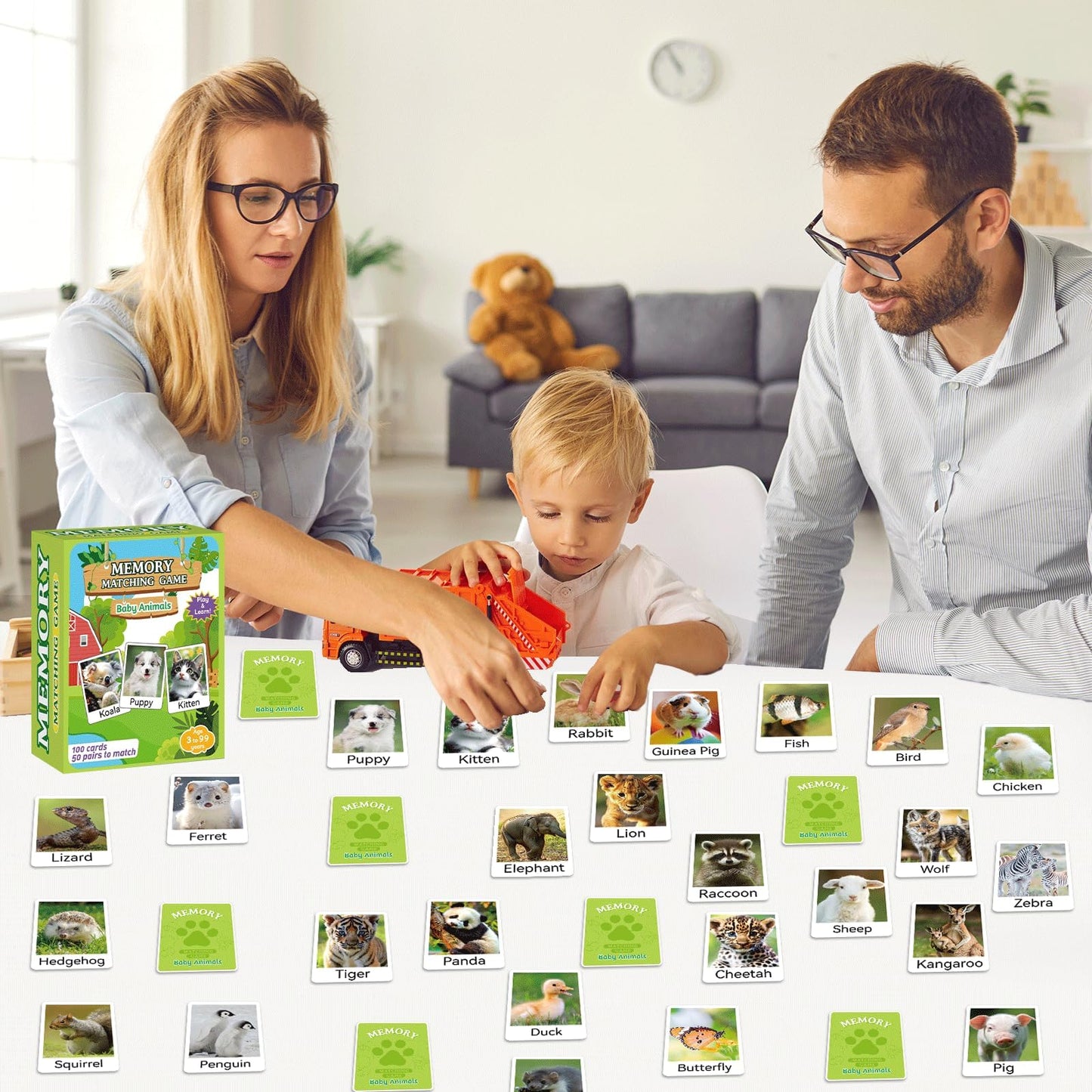 gisgfim 50 Pairs Baby Animal Memory Matching Game – Educational Card Set for Kids & Family