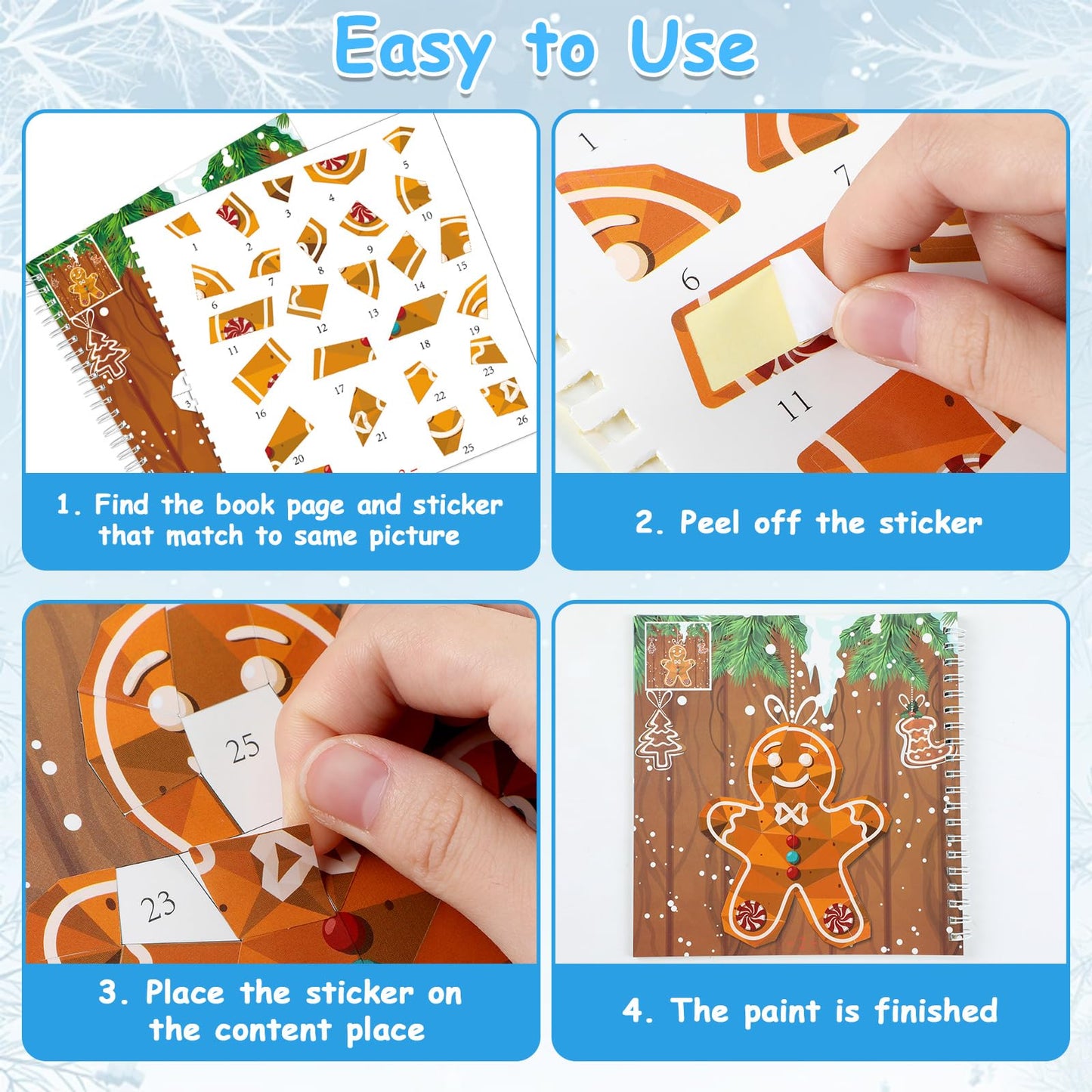 gisgfim 6-Pack Christmas Sticker Paint Books for Kids – 48 Pictures