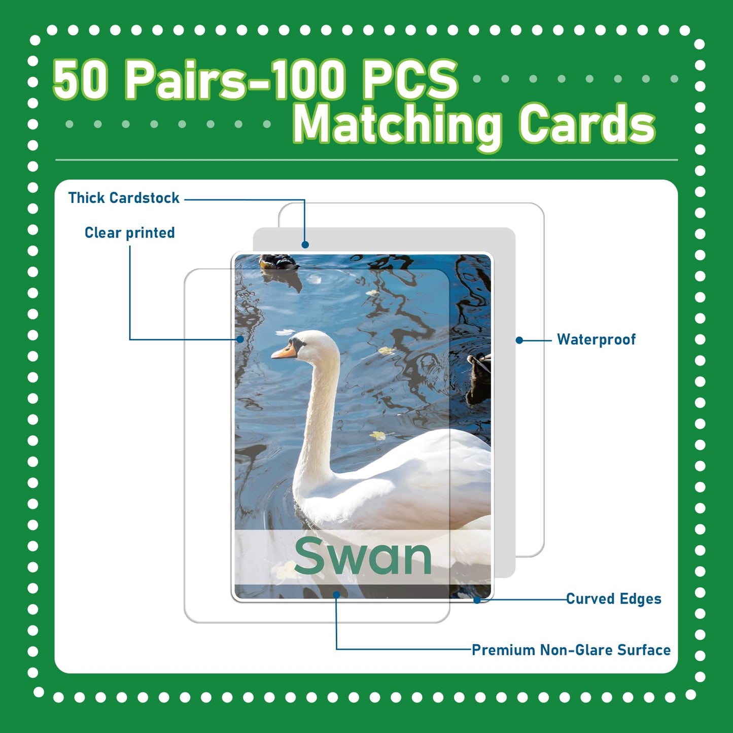 gisgfim Bilingual Animal Memory Game – 50 Pairs, English & Spanish, for Kids & Families