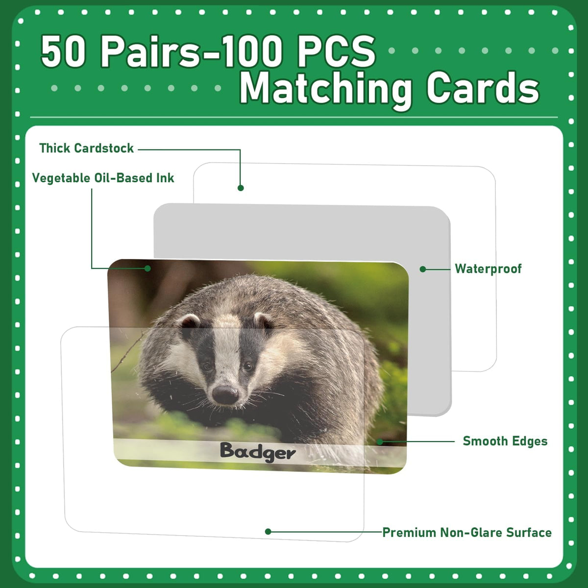 gisgfim 50 Pairs Memory Matching Game — Wild Animals Card Set for Kids
