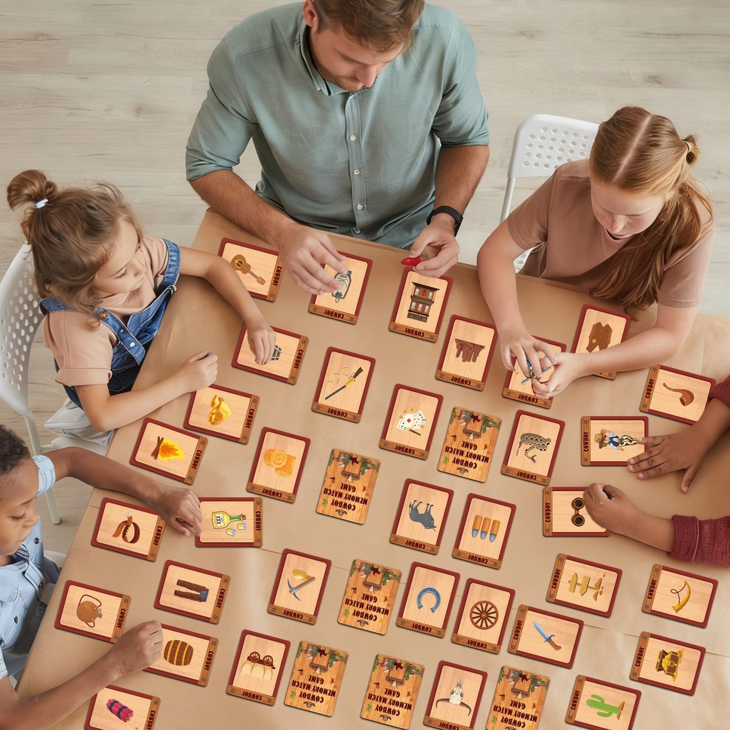 gisgfim 50 Pairs Cowboy Memory Matching Game – Western Theme for Kids