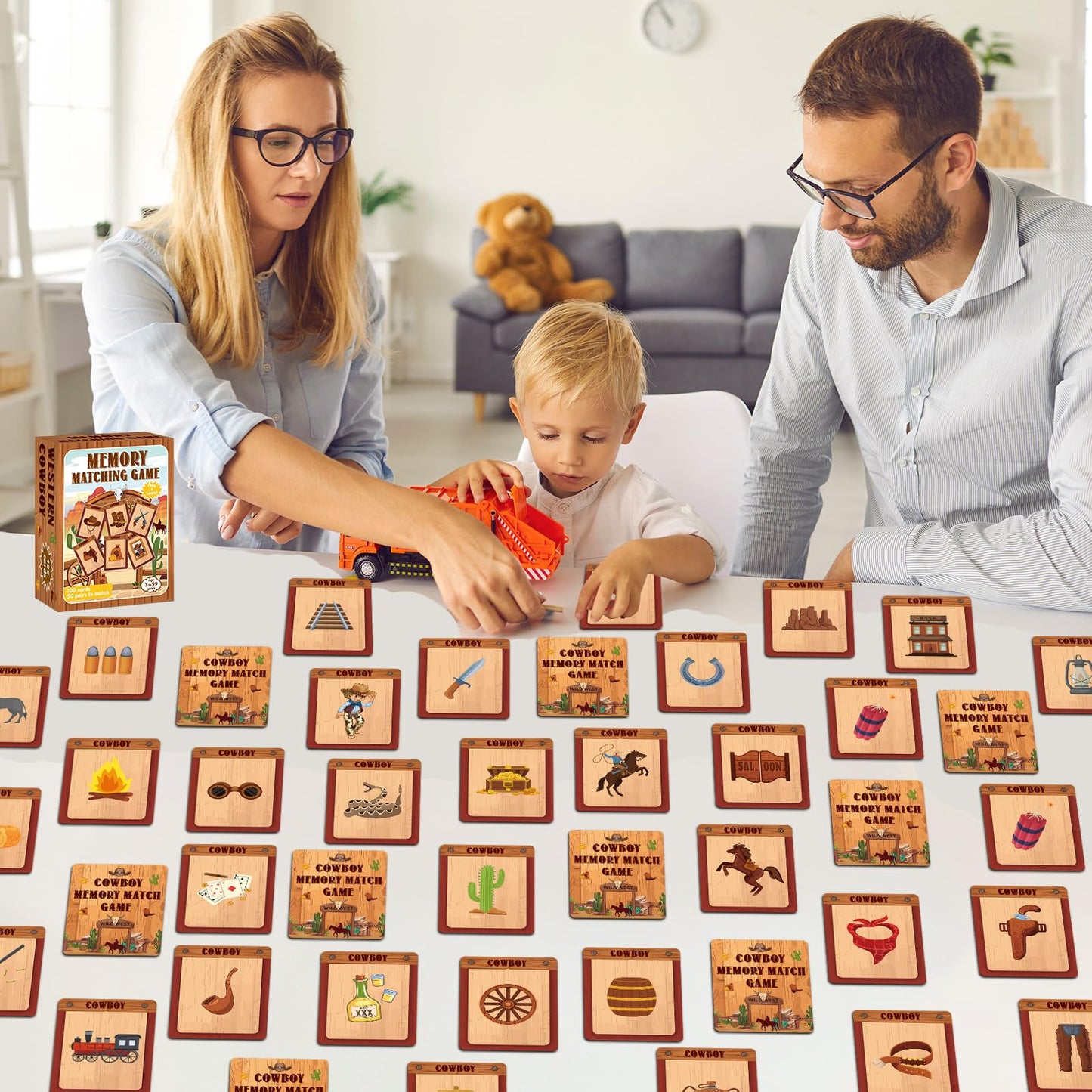 gisgfim 50 Pairs Cowboy Memory Matching Game – Western Theme for Kids