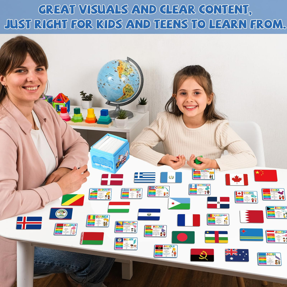 gisgfim Countries of the World Flashcards – Laminated Geography Cards for Flags, Capitals & Languages