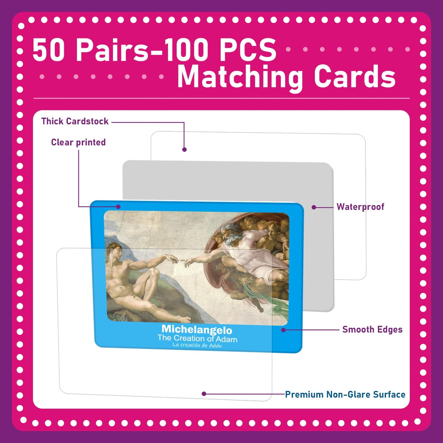 gisgfim 50 Pairs Memory Matching Game – Famous Paintings for Adults | Educational Art Card Set