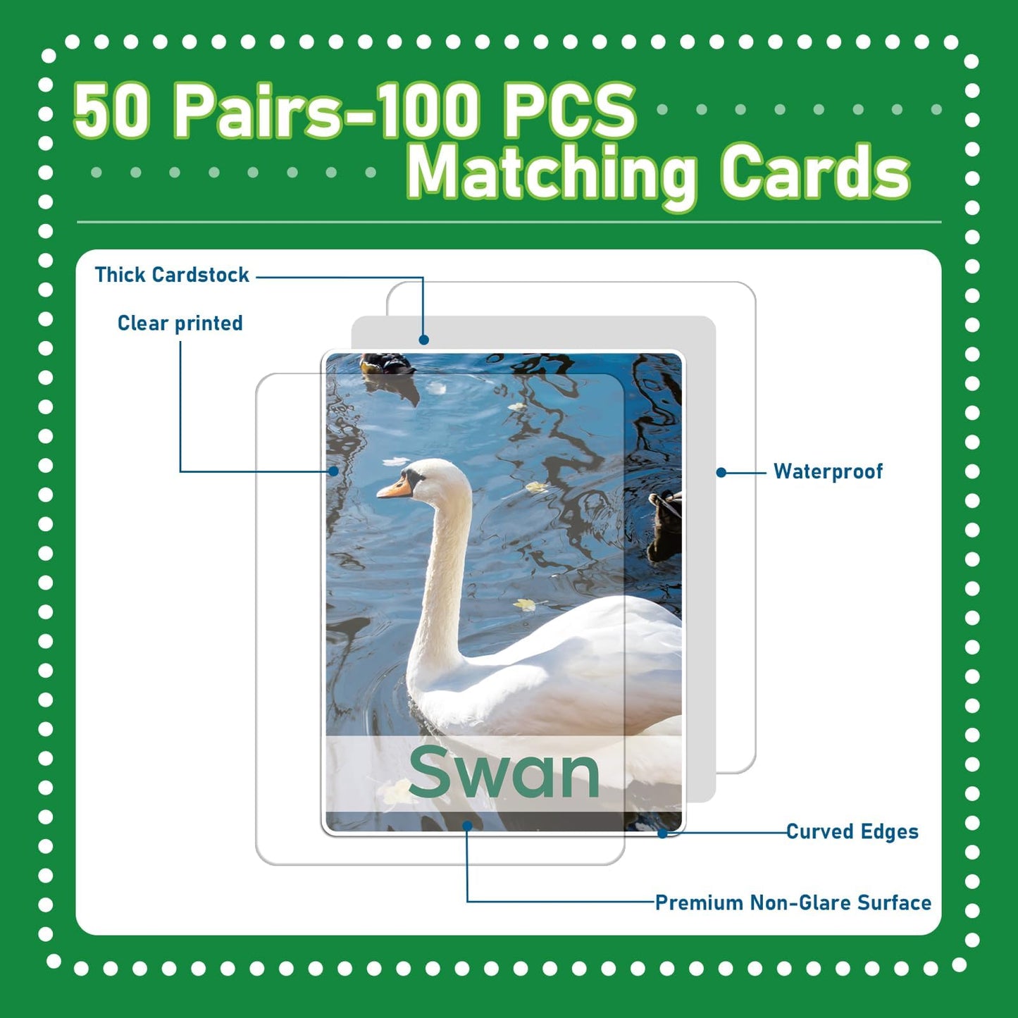 gisgfim 50 Pairs Memory Matching Game – Animal Memory Cards for Kids & Adults