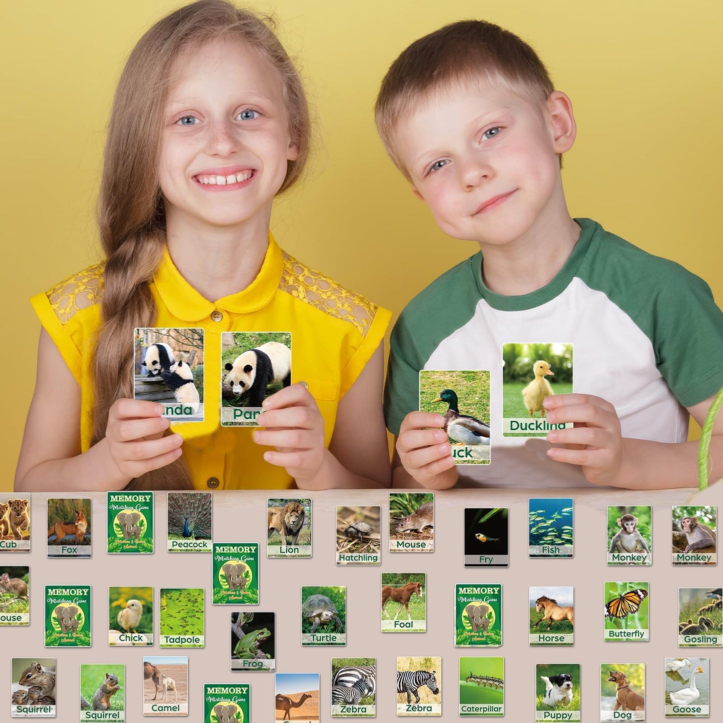 gisgfim 50 Pairs Memory Matching Game – Animal Memory Cards for Kids & Adults