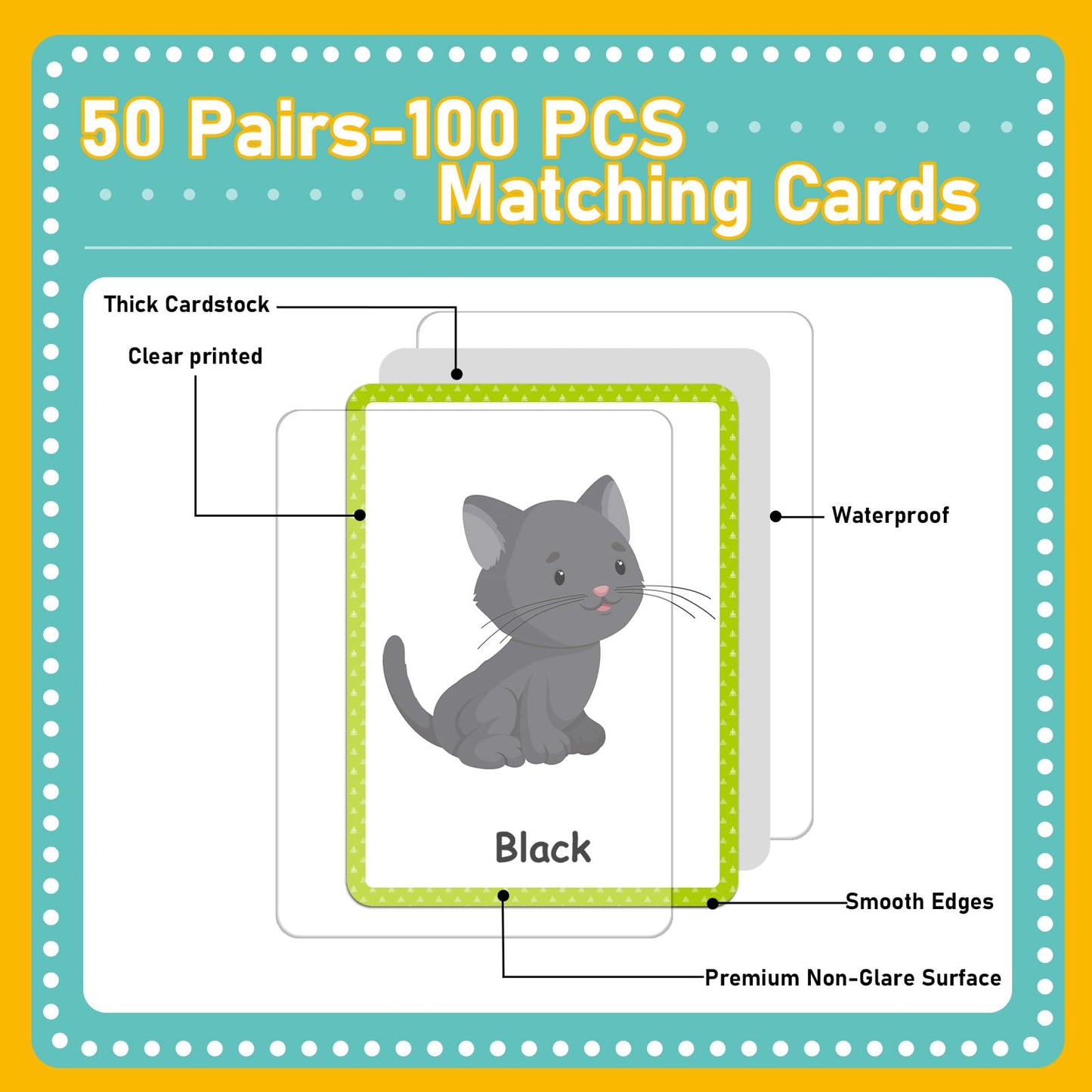 gisgfim 50 Pairs Opposites Memory Matching Game for Kids | Sight Words & Concentration, Ages 3-8