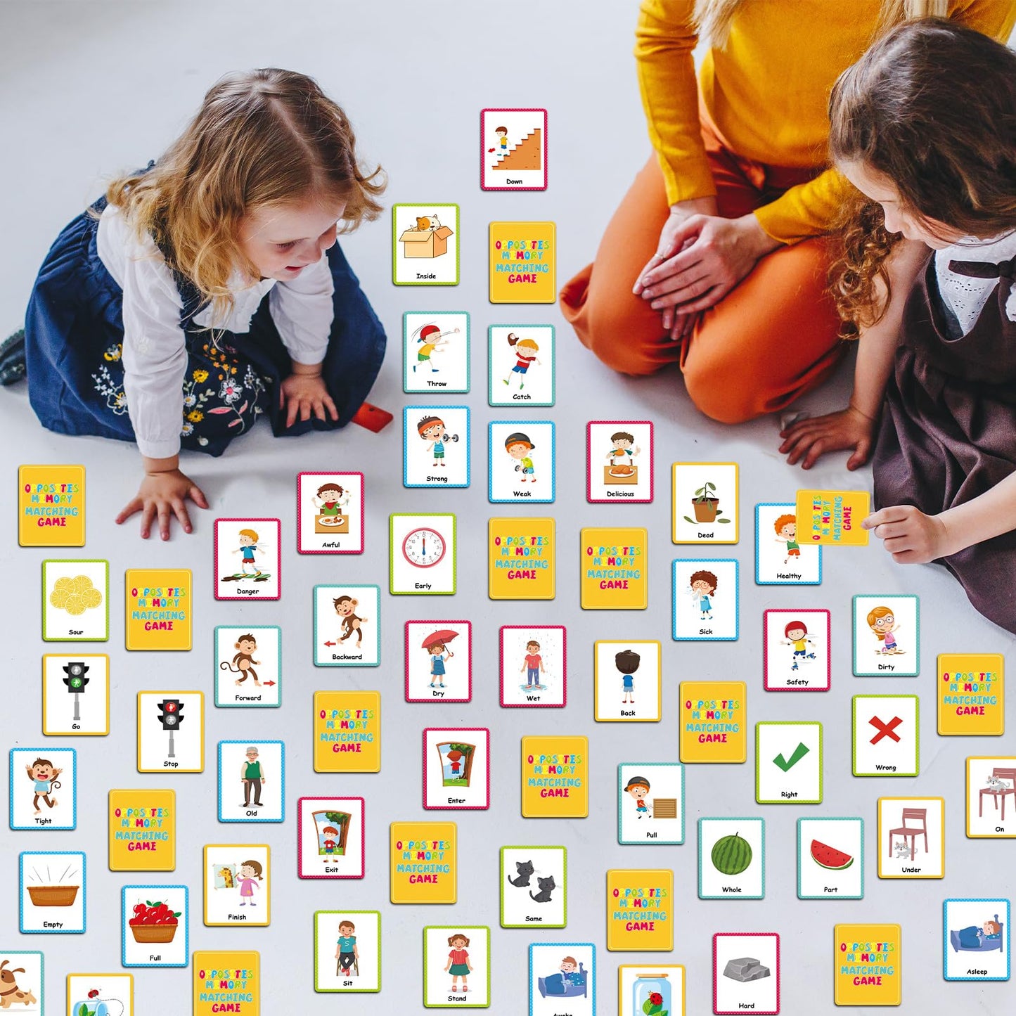 gisgfim 50 Pairs Opposites Memory Matching Game for Kids | Sight Words & Concentration, Ages 3-8