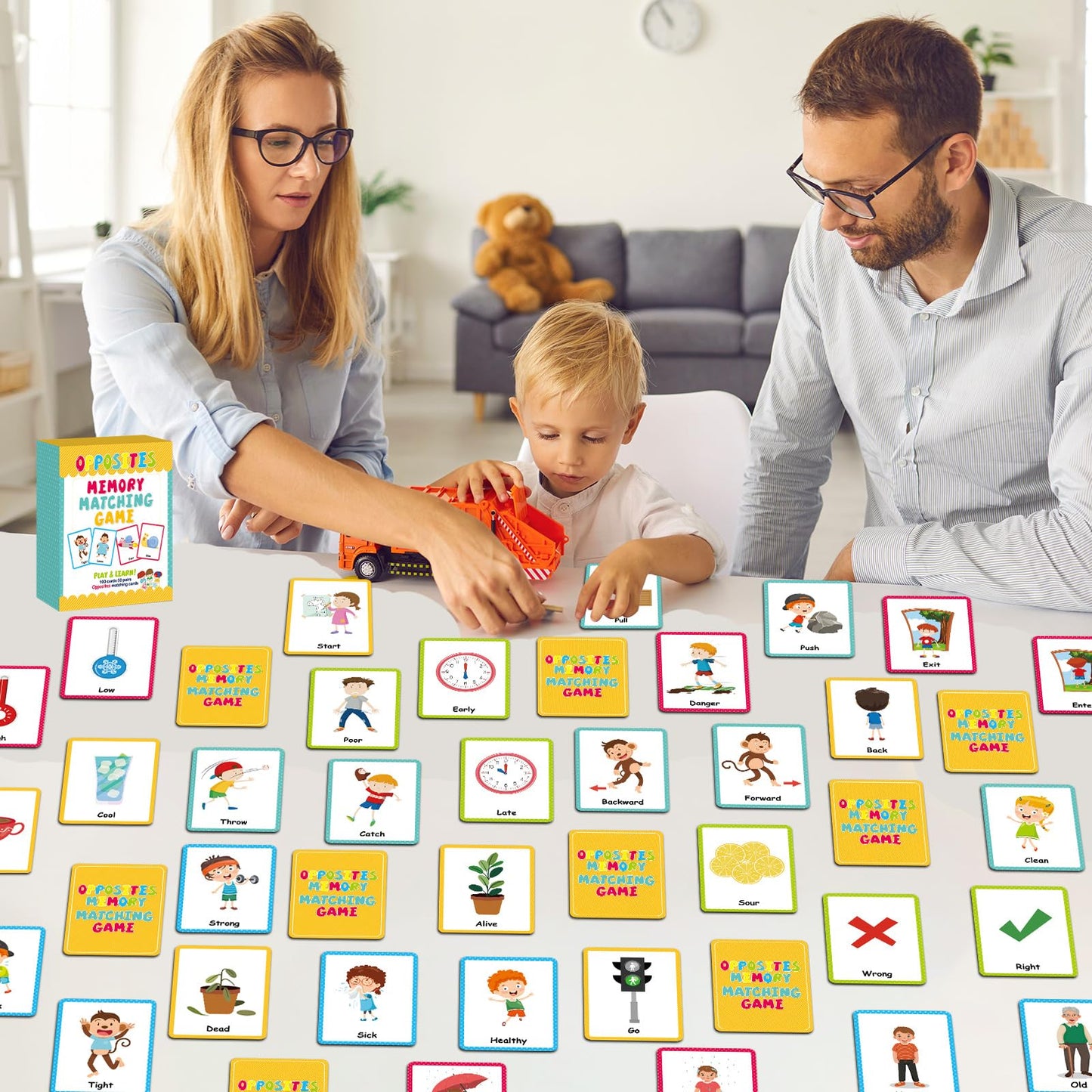 gisgfim 50 Pairs Opposites Memory Matching Game for Kids | Sight Words & Concentration, Ages 3-8