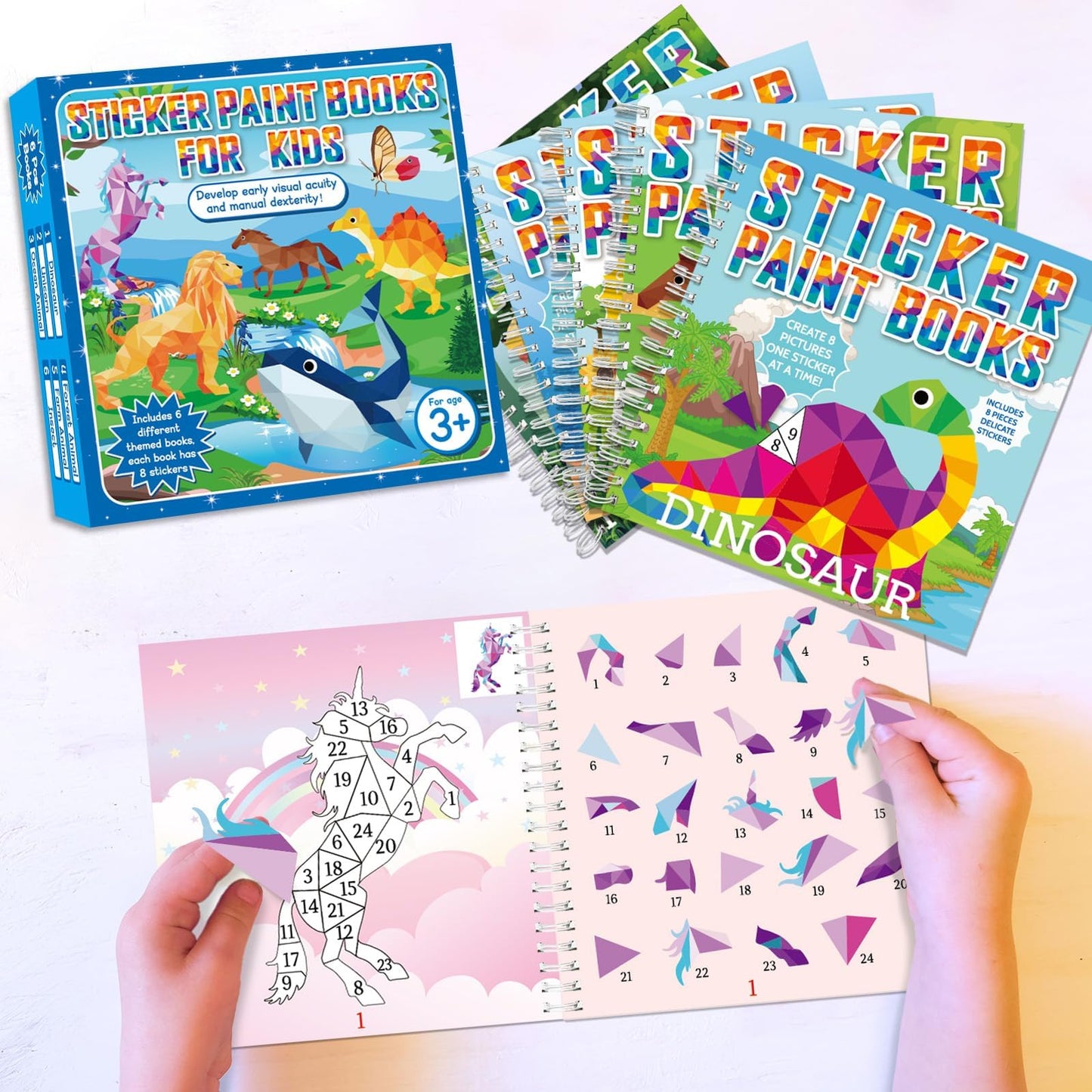 gisgfim 6 Pcs Paint by Sticker Books for Kids 4-8 — 48 Pictures