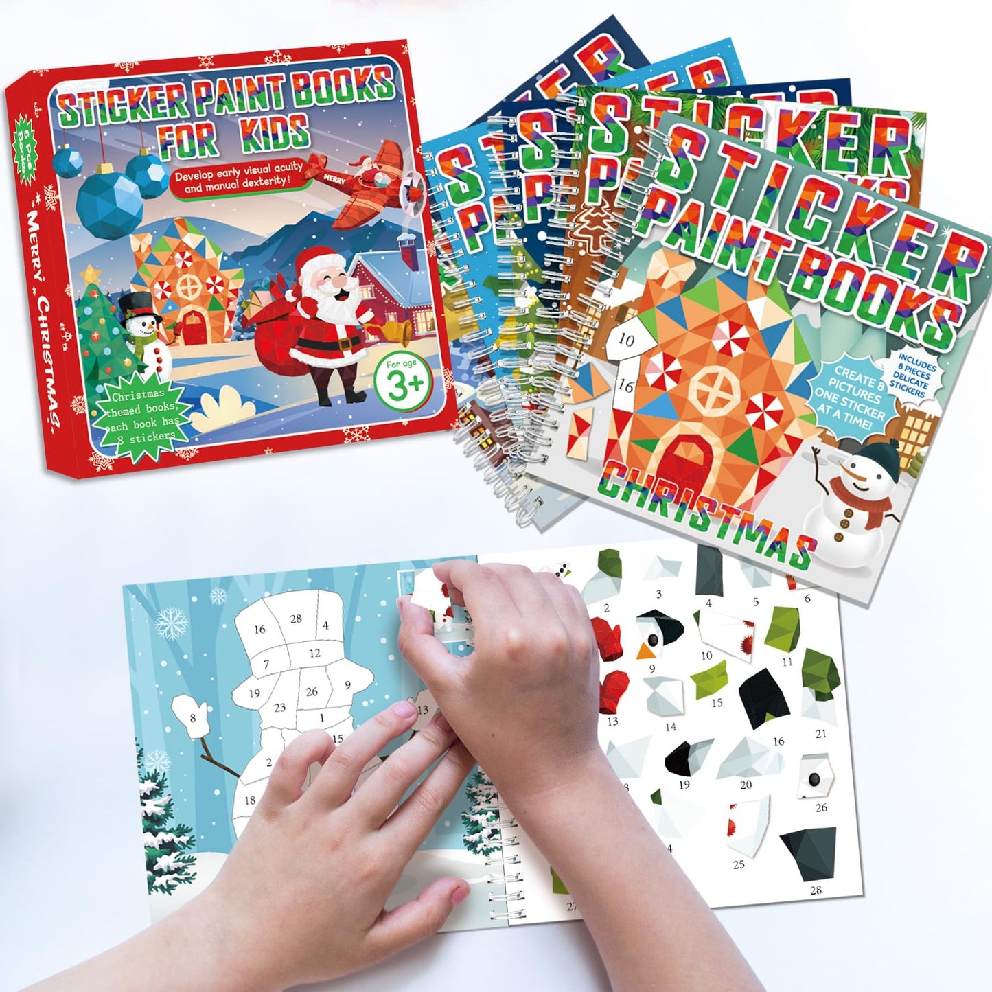 gisgfim 6-Pack Christmas Sticker Paint Books for Kids – 48 Pictures