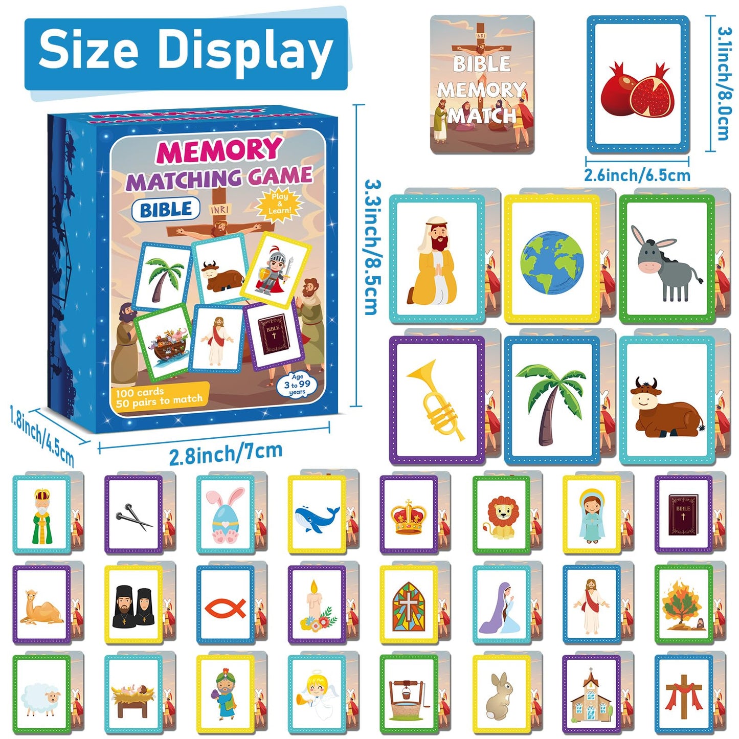 gisgfim 50 Pairs Bible Memory Matching Game – Educational Christian Card Set for Kids