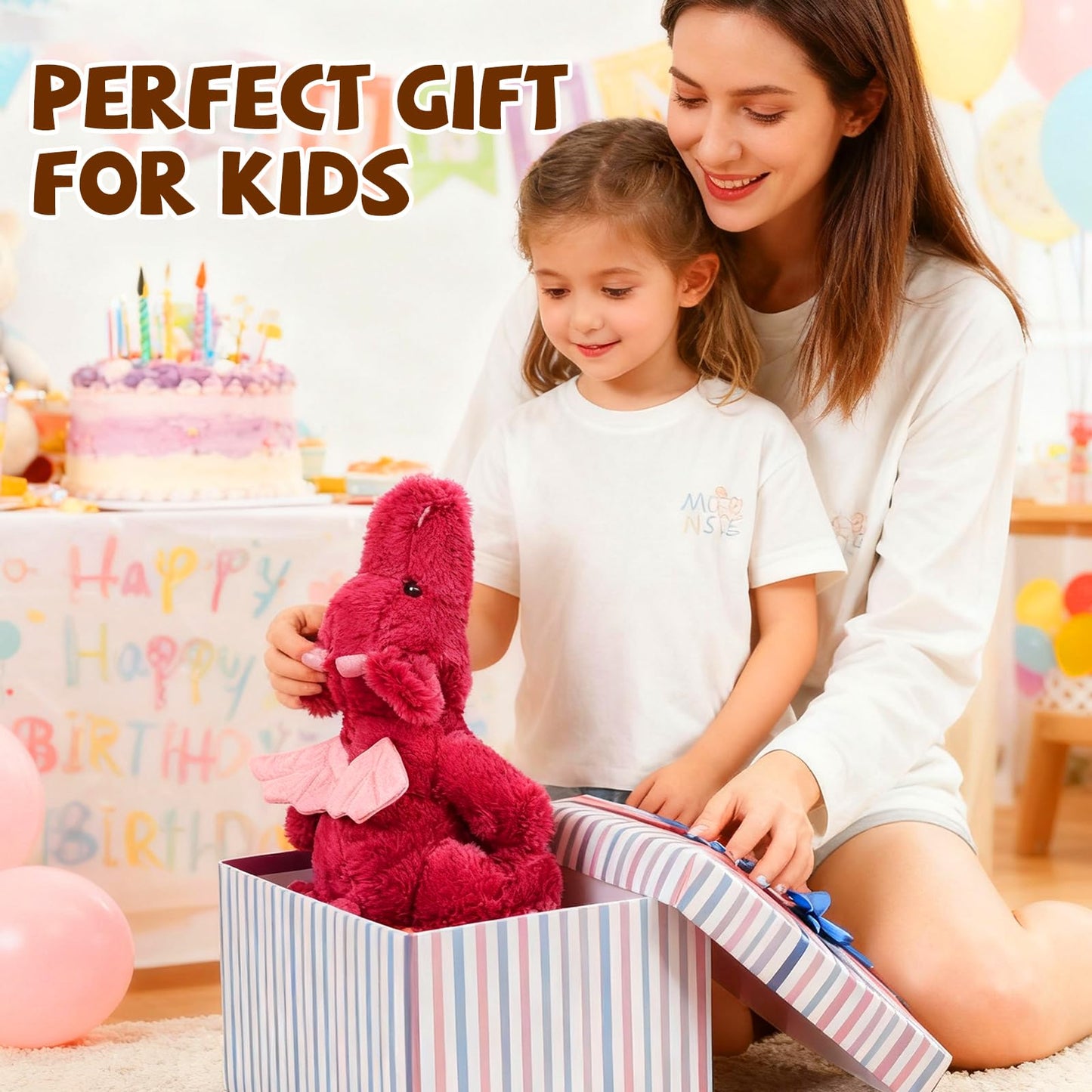Gisqis 4Pounds Weighted Dragon Plush — Giant 23.6-Inch Red Dragon Stuffed Animal