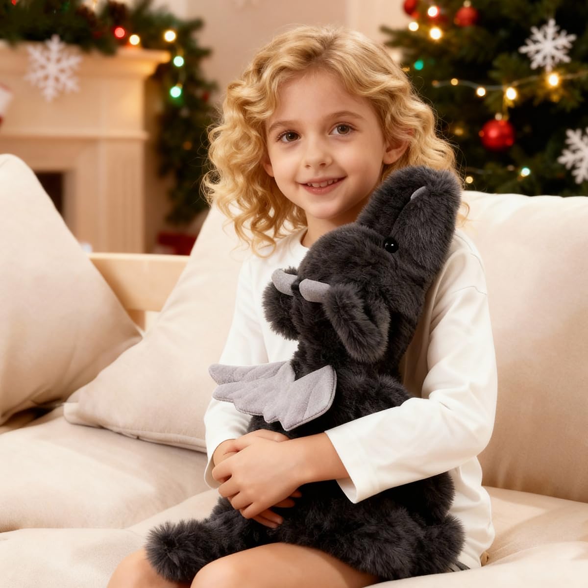 Gisqis 20.5-Inch Weighted Dragon Plush – Soft Black Dragon Stuffed Animal