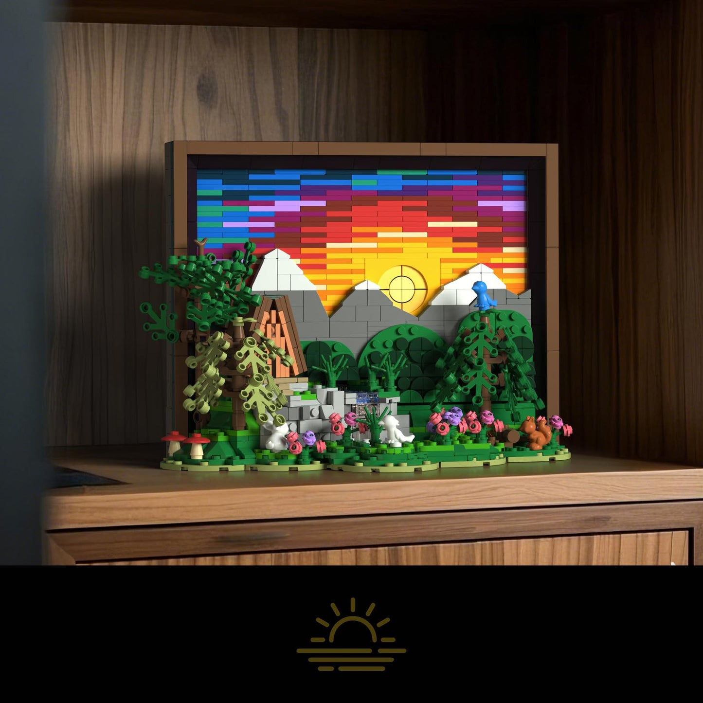 Givenni Ideas Sunset Wooden House Building Set – 1101 Pieces | 3D Puzzle for Adults 16+ | Wall Art Decor