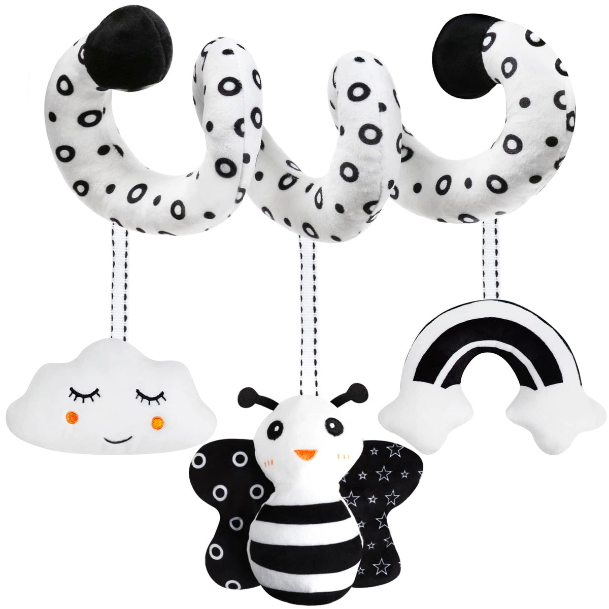 GKDOMS Black & White High-Contrast Baby Spiral Hanging Toy | Newborn Plush