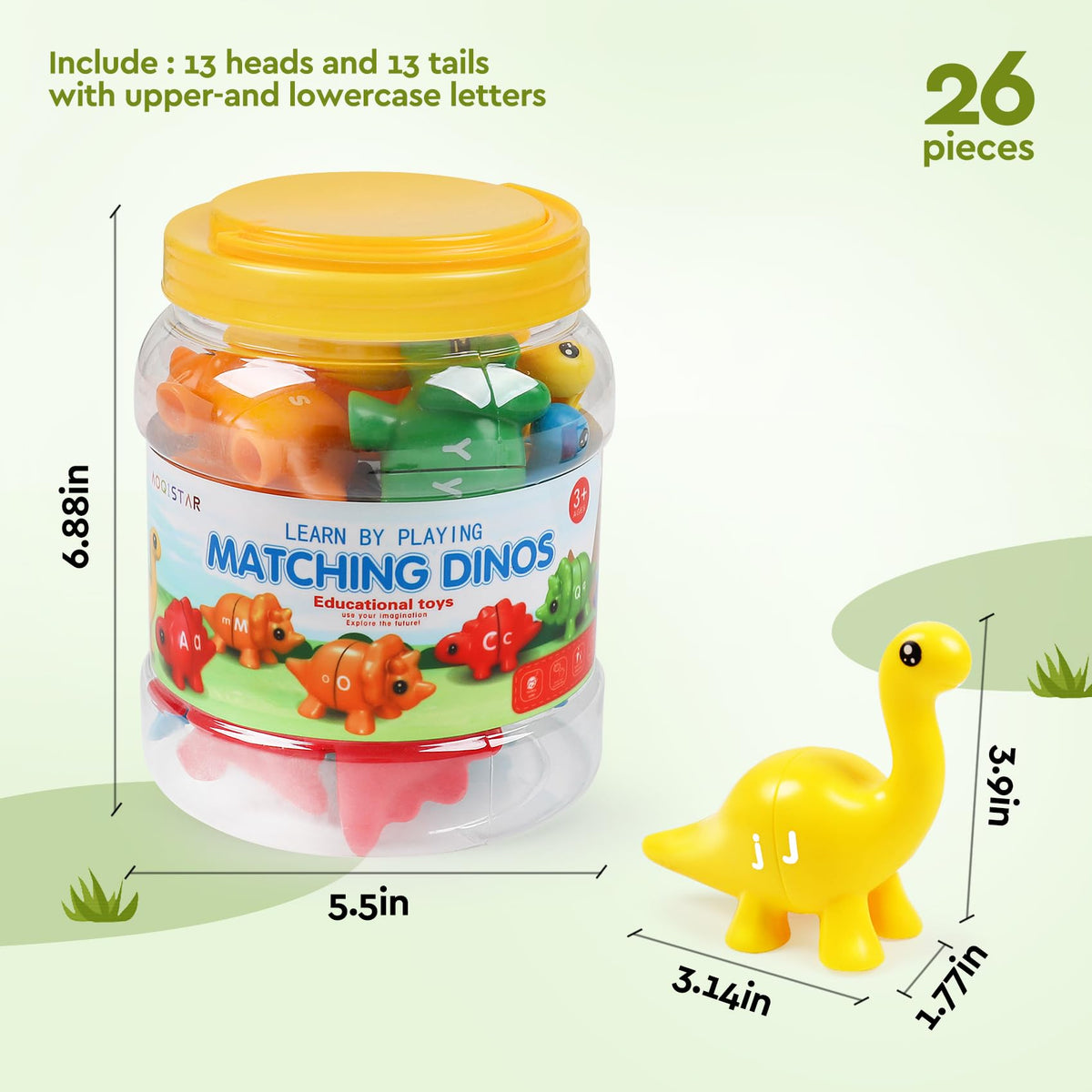 GKDOMS Alphabet Dinosaurs Matching Toy – ABC Learning for Toddlers (Uppercase & Lowercase)